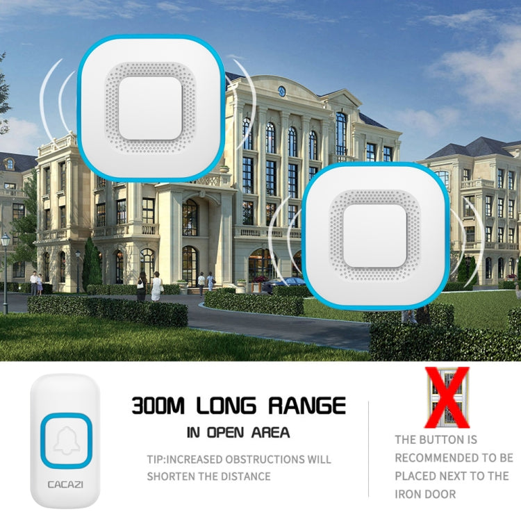 CACAZI V028F 1 For 3 Wireless Music Doorbell without Battery CACAZI V028F 1 For 3 Wireless Music Doorbell without Battery